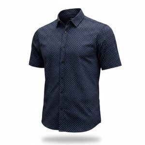 Kenneth Cole Dark Blue Polka Dot Shirt size 2X regular fit short sleeve